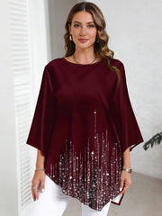 Тениска с Градиентен Принт и Кръгла Яка