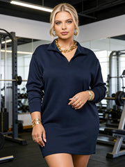 Средно Дълъг Суитшърт с Отложна Яка в Един Цвят