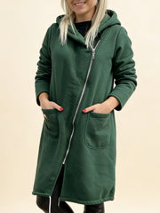 Плетено Суитшърт с Качулка, Молния и Подплата