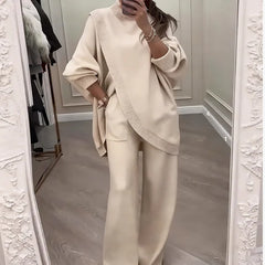 2-Частен Комплект в Един Цвят с Прилепнал Крой