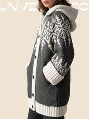 【S~5XL】Елегантно ретро яке с качулка в цвят снежинка