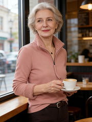 Спорна Блуза с Полу-Джипс и Изправена Яка