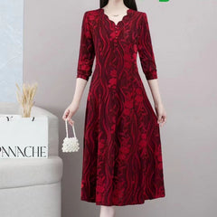 【XL-6XL】Тънка, топла и стилна рокля за бременни с V-образно деколте и дълъг ръкав за есен и зима