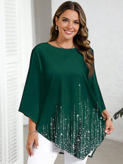 Тениска с Градиентен Принт и Кръгла Яка