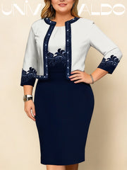 2-Части Комплект с Принтирана Хълщена Полу-Рокля