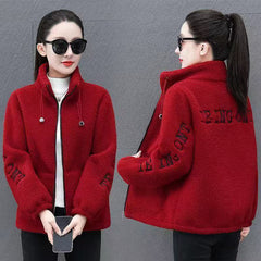 【M-6XL】Дамско яке с подплата от агнешка вълна