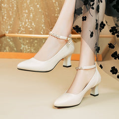 🔥【50% ОТСТЪПКА】🔥 Нови дамски високи токчета от мека кожа - удобни за дълги разходки