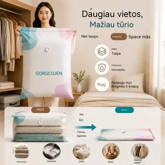 🧳 5 prekės už 30 eurus 💨 Didelis, suspaudžiamas vakuuminis laikymo maišelis: nereikia pompos, nepralaidus ir idealiai tinka taupyti vietą lagamine ir namuose ✈️