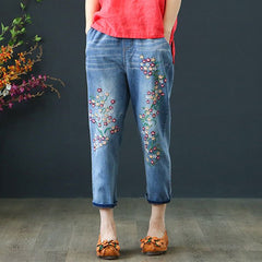 ✨😍🎉【горещи продажби】【40-90kg】Винтидж широки дънки с бродирани крачоли