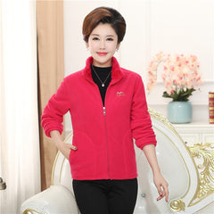 Ново дамско яке от дебел полар в едноцветен цвят