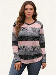 Тениска с Копчета на Рамото и Принт на Ивици