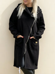 Плетено Суитшърт с Качулка, Молния и Подплата