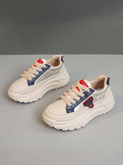 Спортни Обувки с Комбинирани Цветове, Дебела Подметка и Кожен Външен Слой