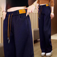 【37-107 КГ】🔥Дънки с поларена подплата👖Нови ежедневни панталони с висока талия