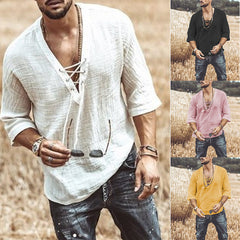 Мъжка Блуза със Среден Ръкав и Връзка