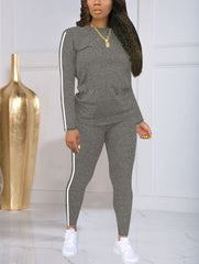 Комплект от Две Части с Райета Дълга Блуза и Панталон