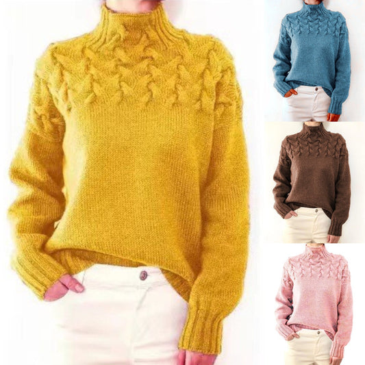 🔥🎀【50% ОТСТЪПКА】【S-5XL】Есенно-зимен пуловер с висока яка, дълъг ръкав и качулка