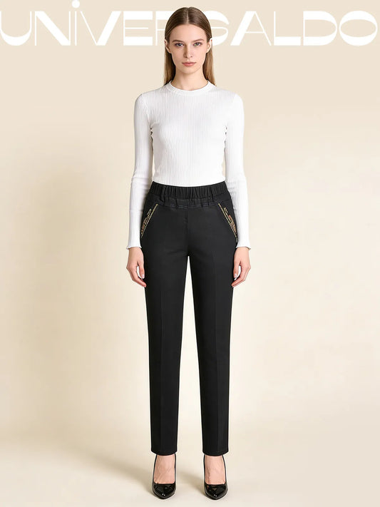 🔥【XL-5XL】👖👖Дамски прави ежедневни еластични дънки (50-90 кг)