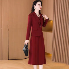 【M-6XL】🎀 Есенен/зимен комплект рокля с оформящ ефект (рокля + яке)✨