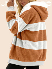 Есенна Яке с Качулка от Имитация на Кожа с Комбинирани Цветове