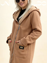 Плетено Суитшърт с Качулка, Молния и Подплата