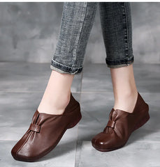 🎉💕【50% ОТСТЪПКА】Нови бестселъри меки обувки от естествена кожа с квадратна форма и плоска подметка