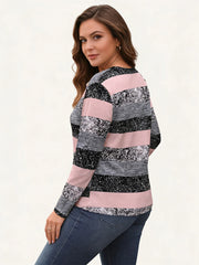 Тениска с Копчета на Рамото и Принт на Ивици