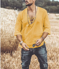 Мъжка Блуза със Среден Ръкав и Връзка