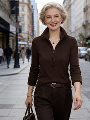 Спорна Блуза с Полу-Джипс и Изправена Яка