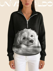 Суитшърт с Котка, Полу-Джипс и Изправена Яка