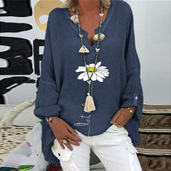 🌸【50% ОТСТЪПКА】【S-5XL】Дамска тениска с V-образно деколте от пресован памучен плат