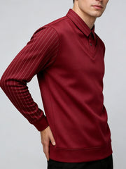 Мъжки Псевдо-Двуделен Плетен Пуловер с Яке и Подплата