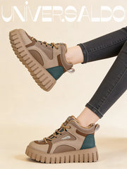 Високи Спортни Обувки С Дебела Подметка, Кожа И Подплата