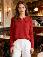 Плетена Блуза с Голямо Яке и Свободен Крой