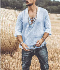 Мъжка Блуза със Среден Ръкав и Връзка