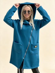 Плетено Суитшърт с Качулка, Молния и Подплата