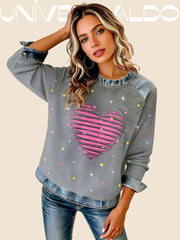 Суитшърт с Валентинков Принт "Сърца"