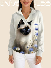 Суитшърт с Котка, Полу-Джипс и Изправена Яка