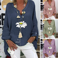 🌸【50% ОТСТЪПКА】【S-5XL】Дамска тениска с V-образно деколте от пресован памучен плат