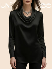 Едноцветна Блуза С Дълбоко Яке и Дълъг Ръкав
