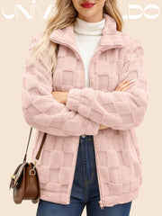 Яке с Изправена Яка, Каре и Молния от Имитиран Кож