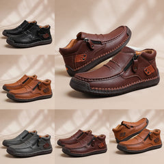 нови мъжки ръчно изработени ежедневни кожени обувки за дейности на открито, модерни, висок клас, дишащи и устойчиви на износване