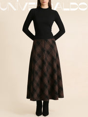 Топла Полу-Рокля с Принт и Висока Талия