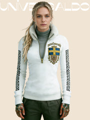 Суитшърт с принт "кръст" и кадифена яка