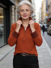 Спорна Блуза с Полу-Джипс и Изправена Яка