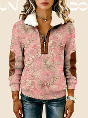 Суитшърт с Кожена Яка, Принт и Свободен Крой