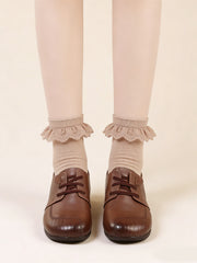 Оксфордки с Мека Подметка, Кръгли Носове и Широк Ток