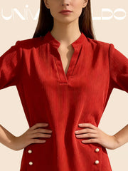 Плетена Свободна Тениска С V-Яка И Копчета