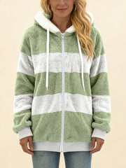 Есенна Яке с Качулка от Имитация на Кожа с Комбинирани Цветове