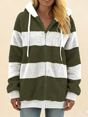 Есенна Яке с Качулка от Имитация на Кожа с Комбинирани Цветове